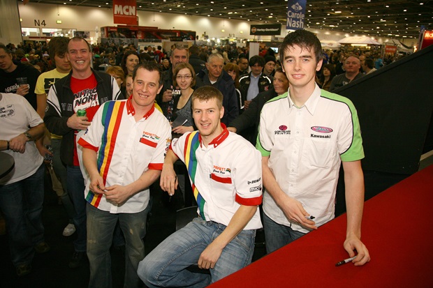 John McGuinness, Ian Hutchinson and Conor Cummins meet the fans at the London Bike Show (Paul Hackett)